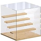 Cay2T 5 Etagen Klare Acryl Schaukasten Vitrine,Vitrine Ständer Set Mit Abnehmbarer Holztreppe und Sockel,Große staubdichte Box für modellautos,Figuren,Minifiguren Sammlerstück