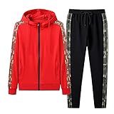 Herren Jogginganzug Damen Anzug Trainingsanzug Sportanzug Fußball Training Jacke Sweatpants Bequem für Unisex Casual Pants Hoodie, rot, XL