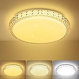 Firbon LED Deckenlampe Wohnzimmer, 24W 1800LM 3000K/4000K/6000K LED Deckenleuchte Dimmbar, IP44 Wasserfeste Lampe für Schlafzimmer/ Kinderzimmer/ Bad/ Küche, 30cm Weiß Modern Ultradü
