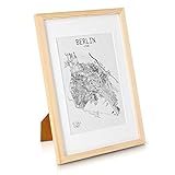 Classic by Casa Chic - Echtholz Bilderrahmen A3 - Holz Natur - mit DIN A4 Passepartout -Acrylglas - Rahmenbreite 2