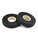 HAKACC Isolierband Schwarz, 2 Stück Gewebeband Klebeband Wasserfest Duct Tape für Kabelbäume Elektrisches Klebeband 19 mm x 15
