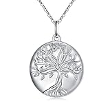 CUOKA MIRACLE Lebensbaum Medaillon Kette 925 Sterling Silber Oxidiert Medaillon Foto Anhänger Kette Amulett zum öffnen für Bilder Foto Amulett Halskette Valentinstag Damen/M