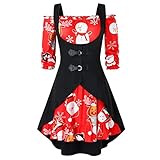 GFGHH Weihnachten Kleid Damen Sexy V-Ausschnitt Damen Party Elegant Weihnachtsmann Kostüm Samt Kleid Miss Schulterfreies Kleid Santa Claus Kostüm Langarm Weihnachtskleider Weihnachtsfrau Kleid Tunik