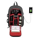 Selighting DSLR Kamerarucksack Fotorucksack Rucksack Kamera wasserdichte Kameratasche für Canon Nikon Sony mit Stativhalterung (Rot-USB)