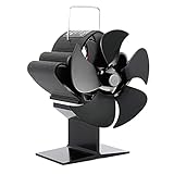 Log-Brenner Ofenventilator 5 Flügeln,Doppelkopf-Beatmungsgerät-Stromloser-Beatmungsgerät,Kamin-Ventilator Heizbetrieben,for Kamin Holzöfen Öfen (Color : Black)