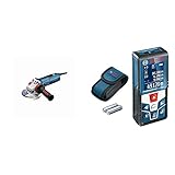 Bosch Professional Winkelschleifer GWS 13-125 (1.300 Watt, Leerlaufdrehzahl: 11.500 min-¹, Scheiben-Ø: 125 mm) & Laser Entfernungsmesser GLM 50 C (max. Messbereich: 50 m, 2x 1,5-V Batterien)