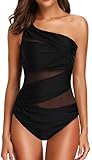 EUDOLAH Damen Tankinis Sexy Uni Bandeau Figurformender Beachwear (M, A-Black)