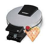 Cloer 185 Waffeleisen für kuchenartige Waffeln / 930 W/Waffelgröße 16 cm/schwere Backplatten/optische und akustische Fertigmeldung/Edelstahlgehäuse, Edelstahl, C