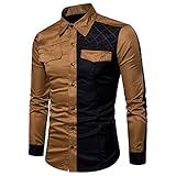 XPDD Herren Hemden Herren-Langarm Hemd Slim-Fit Einfarbig Regular Blumendruck Button-down Herrenhemden Kurzarm-Hemden Freizeit-Hemd Business Party Freizeit Shirt Langarmhemd für M