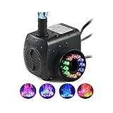 Dongbin 15W Unterwasser Wasserspielpumpe Mit LED Licht Beleuchtung Springbrunnen Wasser Pumpe Mit Beleuchtung Teichpumpe Tauchpumpe-Aquarium Laterne Super Starke Zierbeck