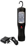 as - Schwabe Akku LED Handlampe mit Ladegerät – 2,5 W Arbeitsleuchte – Multifunktionsleuchte mit 28 superhellen LEDs – Mobile LED Leuchte mit 360° drehbarem Haken – IP20 – Schwarz I 42412