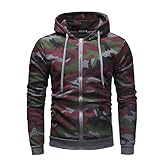 Nuzai Jacke Herren Regular Fit Camouflage Spleißen Kapuzenjacke/Rundhals Jacke Herren Mode Lassig Sweatjacke Herren Frühling Herbst Outdoor Übergangsjacke H