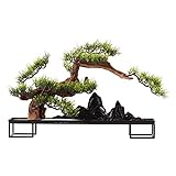 IAOHUO Artificial Tree Künstliche Bonsai-Baum Wohnzimmer Büro Simulation Pflanze Harz Abstrakte Yunshan Legierungshalterung Natürliche Kies Füllung Home Decoration Künstlicher Bonsai-B