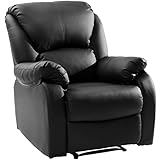 DDCHH Fernsehsessel, Schlafsessel, Liegestühle, Friseurstühle, Hospitality-Stühle, Leder Sofa Tilt Sofa Push Back Sessel für Home Lounge Gaming Cinema High-Back, Belastung 150kg,Black