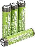 Amazon Basics AAA-Batterien mit hoher Kapazität, wiederaufladbar, vorgeladen, 4 Stück (Aussehen kann variieren)