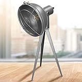 ECD Germany Design Tischlampe mit Stativ 52cm, Dunkelgrau matt Metall, schwenkbar, 1 flammig, E27 Fassung, Vintage Retro Industrial, Dreibein Tischleuchte, Tripod Stehlampe Stehleuchte Nachttischlamp