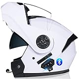 Hanhua Motorrad Modularer Integralhelm mit Bluetooth DOT/ECE genehmigt Motorrad Moped Street Racing Klapphelm mit Doppelvisier für Erwachsene Männer F