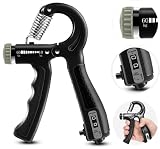 Adjustable Counting Grip Hand and Finger Trainer with Ergonomic Handle Fitness Strength Muscle Training Device…