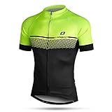 LAMEDA Kurzarm Radtrikot Herren Damen T-Shirt Jersey Funktionsshirt Elastische Atmungsaktive Schnell Trocknen Stoff Fahrradtrikot für Radsport Outdoor Sport(Schwarz&Grün L)