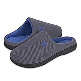 Damen Herren Hausschuhe aus Memory-Baumwolle Drinnen Pantoffeln im Herbst und Winter für Drinnen und Draussen (B Grau/Blau, 42/43 EU)