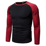 T-Shirt Herren Sport Casual Rundhals Mode Hit Farbe Herren Langarm Herbst Und Winter Weiches Und Bequemes Outdoor Training Laufen Fitness Herren Sp