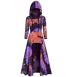 Briskorry Damen Übergroßes Tie Dye Mittelalter Kleid Flare-Ärmel Punk Abendkleider Prom Partykleid A-Linie Ballkleider Retro Freizeitkleider Blusenkleid Maxik