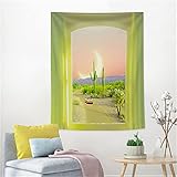 Nordic Pastorale Landschaft Polyester Bedrucktes Hängendes Tuch Einfaches Zuhause Wohnzimmer Schlafzimmer Rechteckige Wandbehang Tapisserie Bankett Dekoration Hintergrund Tuch 59x52Inch{W150xH130cm}