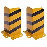 2X Rammschutz HWC-J50, Anfahrschutz Eckschutz, mit Bolzenanker Metall L-Form 40x18cm gelb-schw