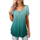 Damen Retro Bedruckter Kurzarm Pullover Modenähte Lose Bequeme Alltags Lässige Basic T-Shirt L