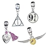 Harry Potter Anhängerset 1 4-teilig, silberfarben, aus Metall, auf Backerk