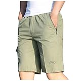 Cargohose Herren Kurz Cargo Shorts mit Reißverschluss Tasche Sommer Einfarbig Caprihose Cargo Hosen Sportshorts Männer Sporthose Freizeitshorts Arbeitsshorts Chino Hose Laufshorts W