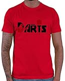 HARIZ Herren T-Shirt Darts Darter Silhouette Dart Sprüche Dartpfeile WM Plus Geschenkkarten Rot S