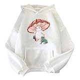 Damen Hoodies Langarm Shirt Kordelzug Sweatshirt Casual Graphic Tee Shirt Hoodie Outwear Herbst Kleidung für Frauen, weiß, 36