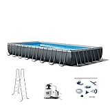 Intex 26373EH Ultra XTR Frame Pool, oberirdisch, rechteckiges Aufstellschwimmbecken, Set mit Sandfilterpumpe, Leiter, Abdeckung und Wartungsset, 975,4 x 488,7 x 24,4