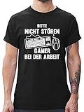 Nerd Geschenke - Bitte Nicht stören Gamer bei der Arbeit - weiß - 3XL - Schwarz - Spruch - L190 - Tshirt Herren und Männer T-S