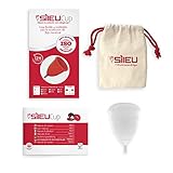 Sileu Menstruationstasse Soft - Bequemster Becher - Bis zu 12 Stunden Schutz ohne Undichtigkeiten - Medizinisches Silikon - Empfindliche Blasen und Regelkrämpfe - Größe L, Transp