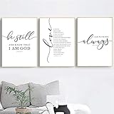 WANGHH Christliche Bibel Vers Zitat Poster und Drucke Schwarz Weiß Wandbilder Schrift Christus Wandkunst Leinwand Malerei Home Decor- 40x60cmx3 ung