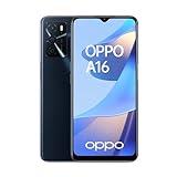 OPPO A16 Smartphone, 5.000 mAh Akku, 6,52 Zoll LCD Display mit 16,7 Millionen Farben, 13 MP KI Triplekamera, 64 GB Speicher, 4 GB Arbeitsspeicher, USB-C, Bluetooth 5.0, Dual-SIM, Crystal Black