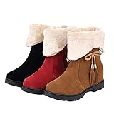 FUNPLUS Stiefeletten Damen Stilvolle Warmfutter rutschfeste Schneestiefel Winter Freizeit Keile Kurze Stiefel Damen W