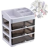 KHXJYC Make-Up-Aufbewahrungsbox, Acryl-Kosmetik-Aufbewahrungsbox Mit 3 Schubladen, Transparenter Schubladen-Aufbewahrungsschrank, Multifunktionaler Studentenwohnheim Staubdichte Lagerung GroßEs Reg