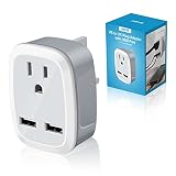 AIEVE Adapter für US- auf UK-Stecker, 2 3-polige USA auf 3-polige UK-Stecker-Adapter mit 2 USB-Ports, Amerikanisch/Kanada/China/Japan auf britische Steckdosen-Konverter für Typ A, B-Steck