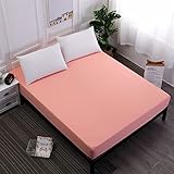 yueyouhuyou Solidee wasserdichte Matratzenschoner mit elastischer Band Schleife Breath Matratze Bezug waschbar (Color : Coral Red, Size : 160X200X30cm)
