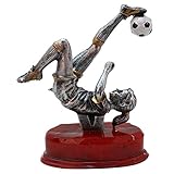 ZXJTX Tischhandwerk Spieler Modell Ornament Mädchen Kreative Frauen-Fußball-Spieler Modell Figur Statue Wohnkultur Retro Metall-Handwerk-Weinlese-Art-Fußball Bürodekoration, Desktop-Dek