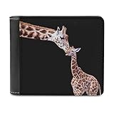 Giraffe Mama küsst Baby Giraffe Leder Geldbörsen für Damen Herren Ledergeldbörse Maßgeschneiderte Portemonnaie Blockierung Slim Brieftasche Geschenk für Männer Mädchen White One S