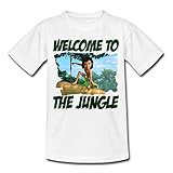 Spreadshirt Das Dschungelbuch Mogli Willkommen Im Dschungel Teenager T-Shirt, 134-146, Weiß