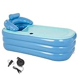 CO-Z Aufblasbare Badewanne Erwachsene Faltbare Badewanne PVC mit Pumpe Aufblasbarer Pool Rechteckig mit Nackenkissen für Camping Reisen Sp