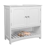 EUGAD Waschbeckenunterschrank Badezimmerschrank Unterschrank Waschtisch Badschrank mit 2 Türe 60 x 30 x 60 cm Weiß