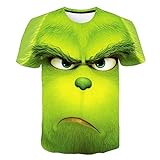 LIWEIKE 2020 T-Shirt mit 3D-Druck, Grün, Grinch-T-Shirt, Top Fashion Cute Animal Pattern Männer und Frauen Mode Kleidung T-Shirt (Farbe: 001, Größe: 5XL)