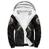 LMCLJJ Unisex LöWe TäTowierung Wikinger Axt Kapuzenpullover Zur Seite Fahren, Retro 3D Druck Nordisch Keltisches Schwert Tier Sweatshirt Sherpa Jacke, Neuheit LäSsiger T-Shirt,Plus Velvet,5XL