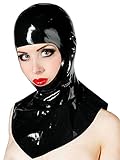 Fetisso - 1430 - Latexhaube, Latex Maske - Latexmaske Latexhaube offen mit Gesichtsausschnitt Gesichtsfreie maske Vollmaske Latex Maske, Farbe:Schwarz, Größe:L